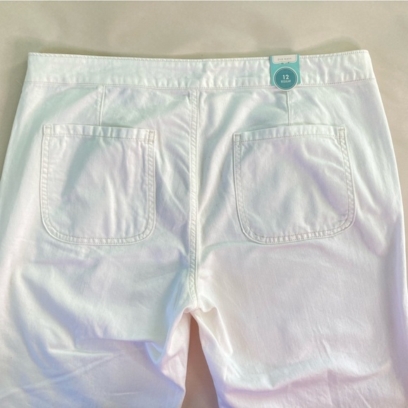 Old Navy White Denim Cotton Retro Flare Sailor Pants Jeans Side Button (Size 12) - Picture 6 of 13